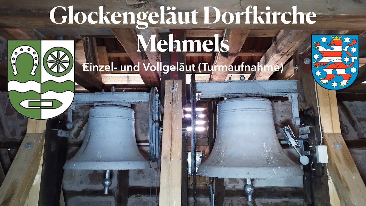 Mehmels (D), Die Glocken der ev. Dorfkirche, Einzel- und Vollgeläut (Turmaufnahme)
