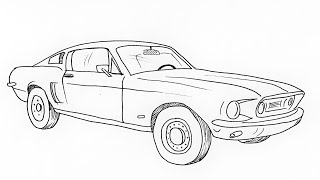 How to draw Ford Mustang Easy - Basic Car Drawing