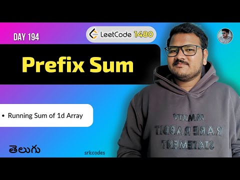 Leetcode 1480: Running Sum of 1D Array in Telugu | Prefix Sum & Inplace | Python DSA | srkcodes