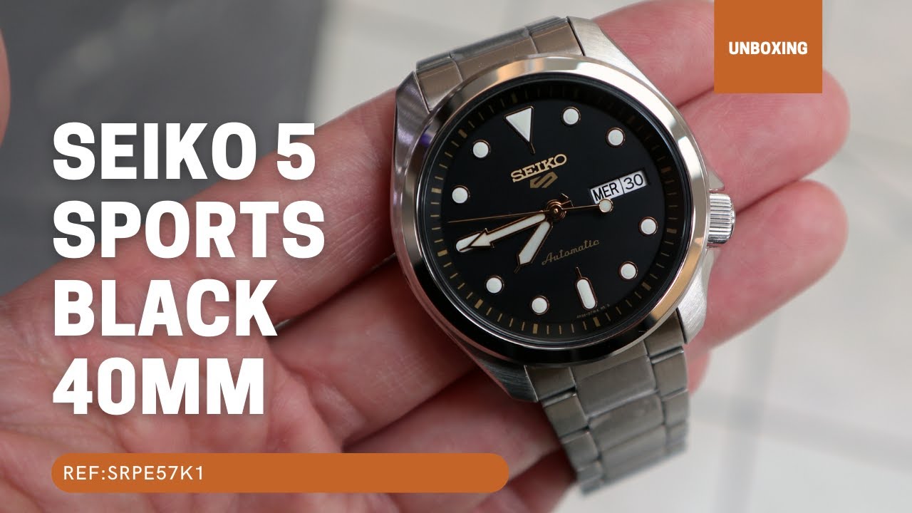 UNBOXING SEIKO 5 SPORTS AUTOMATIC BLACK DIAL SRPE57K1 - YouTube