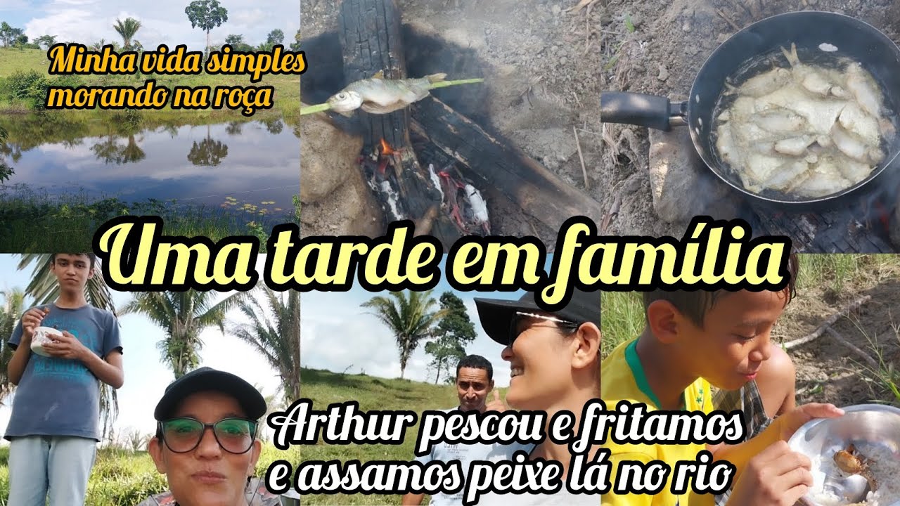 Uma tarde em família Arthur pescou fritei e assei peixe pra ele ♥️😋🤗