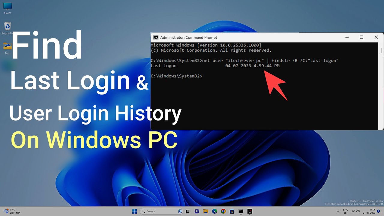 Check last login user login history on windows 11 10 youtube