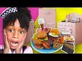 Elli Pretend Plays in Cute Pink Kitchen Restaurant ! Toys and Colors Cooking w/ Kids Food Playset