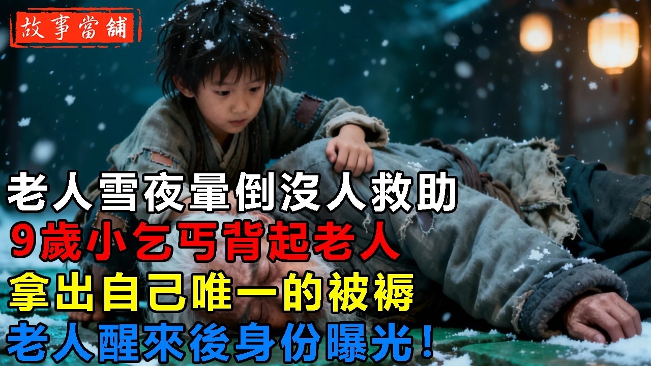 老人雪夜暈倒沒人救助，9歲小乞丐背起老人，拿出自己唯一的被褥，老人醒來後身份曝光！| 民間故事 | 故事當舖