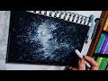 Oil Pastel Landscape #27 / Full Moon Night Scenery for Beginners / Super Easy