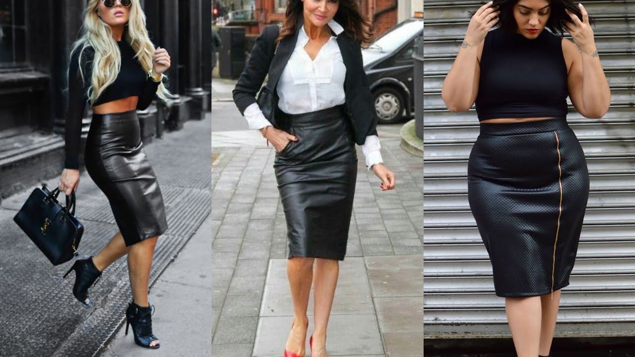 Lovely and designer office wear leather skirts designs ideas - YouTube