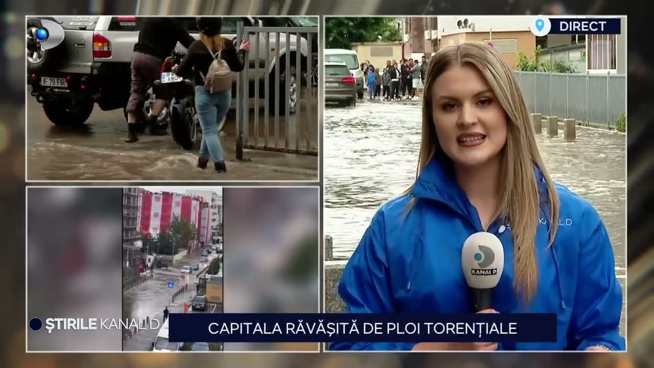 Stirile Kanal D - Capitala ravasita de ploi torentiale! | Editie de seara