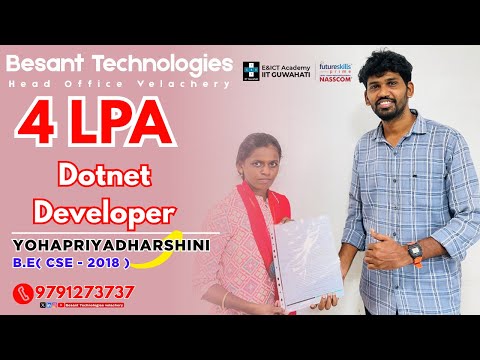 Dotnet Developer Job Success | Besant Technologies Velachery | 4LPA Placement Story