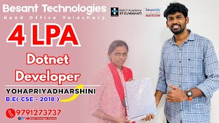 Dotnet Developer Job Success | Besant Technologies Velachery | 4LPA Placement Story
