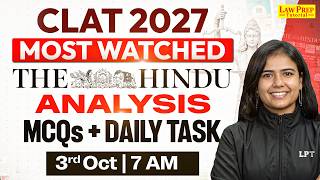CLAT 2027 | The Hindu Analysis | Current Affairs | 3 October 2026 | CLAT Preparation 2027