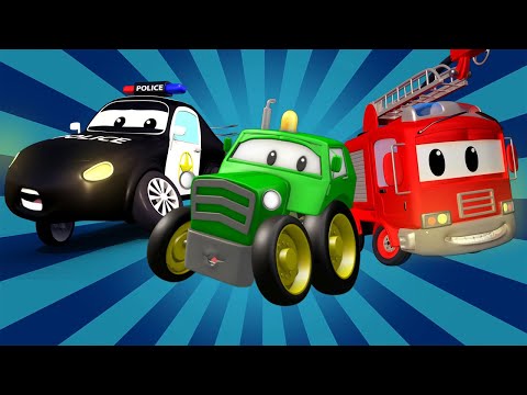 Coche de policía para niños - El Tractor - Auto City ! Dibujos Animados de Camiones