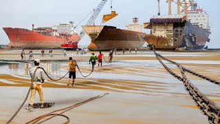 Inside Gigantic Ship Breaking Yard Scrapping Millions $ Cargo Ships Every Year