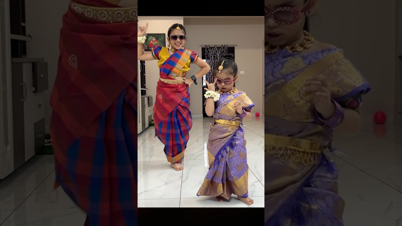 GOLDEN SPARROW Roma & Prac Saree மாமி⁉️Cute Sisters Dance Vibe On Trend❗#shorts #makeup #beautytips