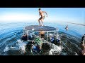1,000,000 YOUTUBE SUBSCRIBERS!! Tuna And Trout Catch And Cook (Surprise Floating Trampoline)  Ep 109