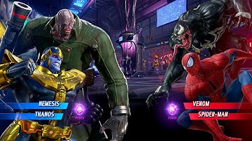 Thanos & Nemesis VS Spiderman & Venom (Hardest AI) - Marvel vs Capcom : Infinite