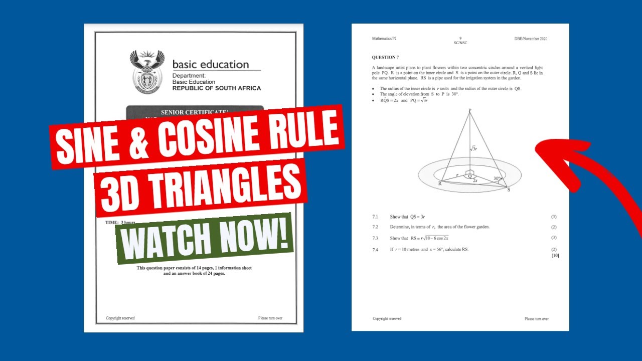 Get +70% ! Sine & Cosine Rule 3D Triangles Grade 12 Math Paper 2 - YouTube