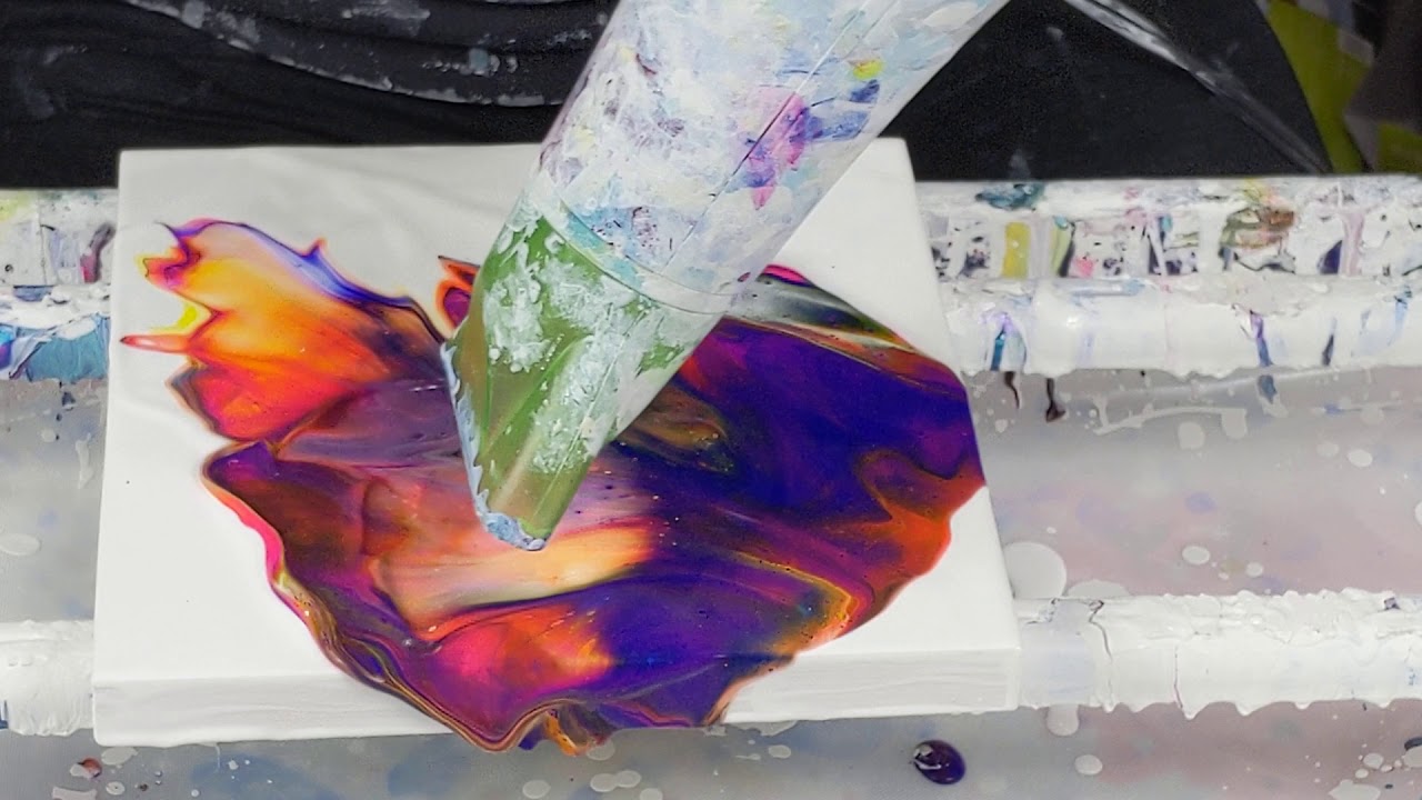 (780) Puddle pour acrylic fluid painting Dutch pour - YouTube