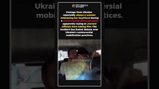 Ukrainian Woman Embraces Boyfriend During Street Mobilization #shorts