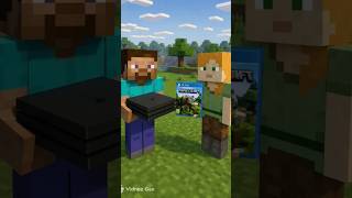 Steve Surprises Alex with a PS4 in Minecraft! 😍💙🎮 #minecraft #steve #alex #playstation #game #love