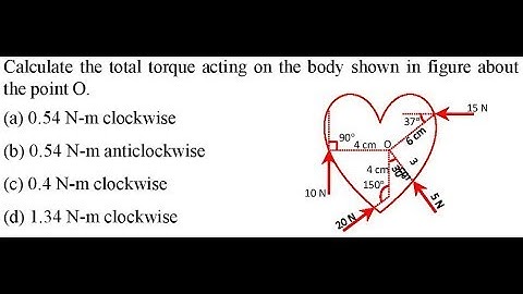 Calculate the total torque acting on the body shown in figure about the point O.