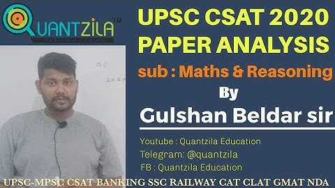 UPSC-CSAT 2020 | set A | Gulshan Beldar sir | Que 29:Two Statements Si and S2 are given below......