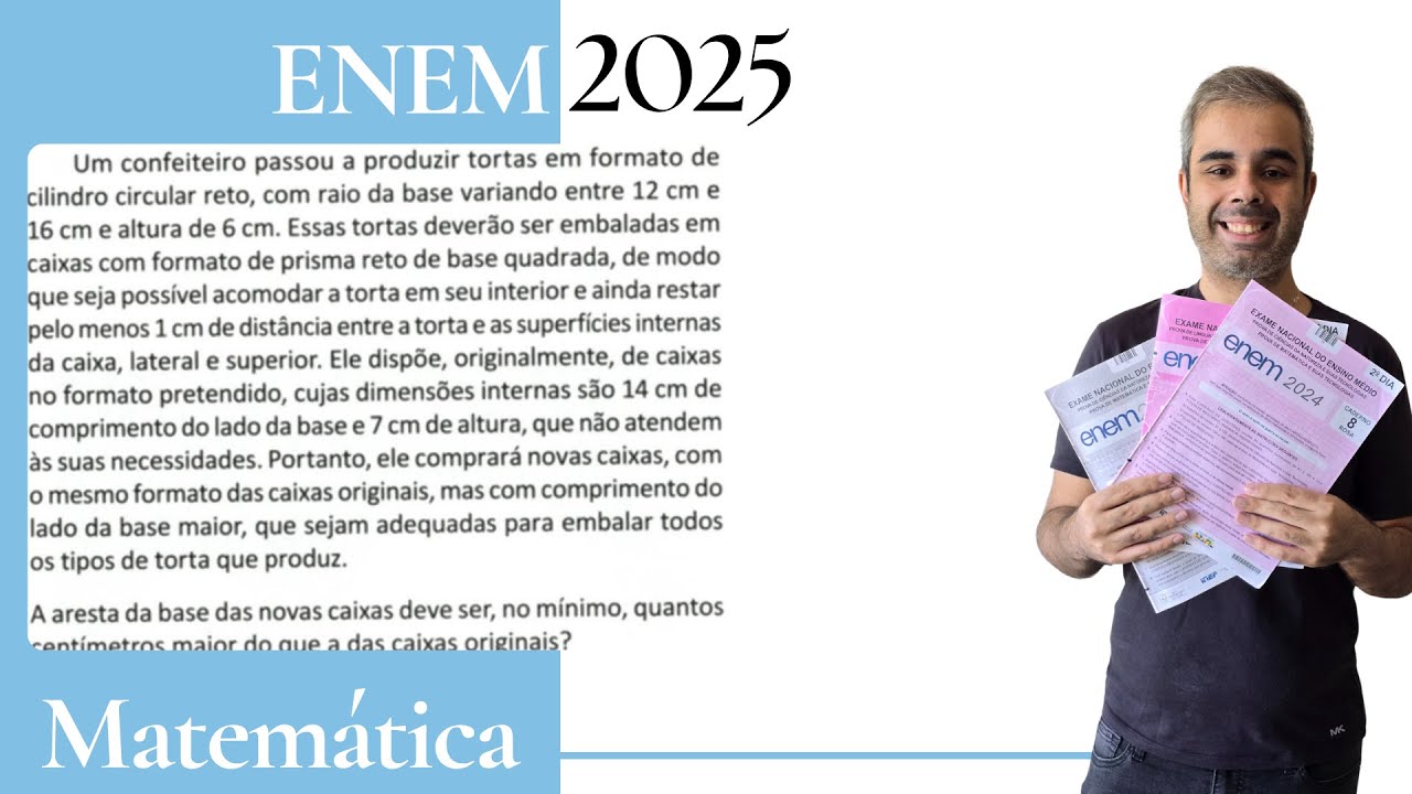 ENEM 2025 - Um confeiteiro passou a produzir tortas em formato de cilindro circular reto com raio da