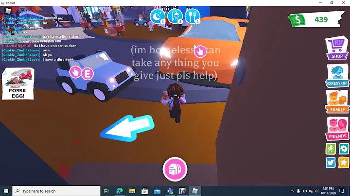 playing rolblox and saying im homless