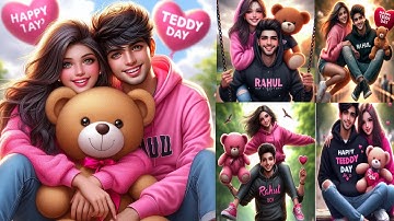 Create 3D Ai Happy Teddy Day couples name images | Bing image creator tutorial FREE Bing Ai