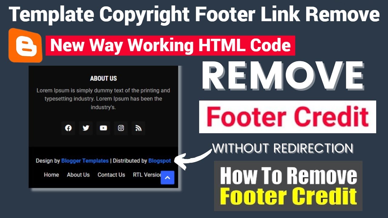 How To Remove Footer Credit Link From Blogger Template Remove Footer 