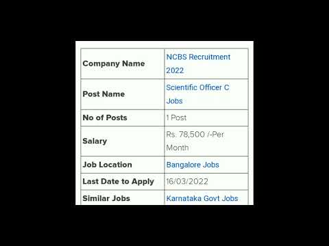 NCBS Recruitment 2022 | Salary Rs 78,500 | High Profile Job | Latest Govt Job |