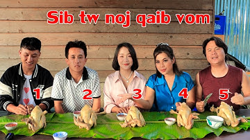 sib tw  noj qaib vom kheej 🤣 แข่งกันกินไก่ต้ม Chicken Eating Challenge