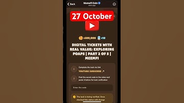MemeFi YouTube video code today 27 October | MemeFi YouTube video secret code today | #crypto
