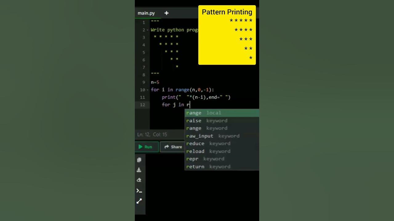 pattern Printing in python |Star pattern#viralshort #goviral - YouTube