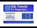 SQL IN &amp; NOT IN, ISNULL &amp; IS NOT NULL | Practical Examples #SQL #SQLTutorial #SQLBasics