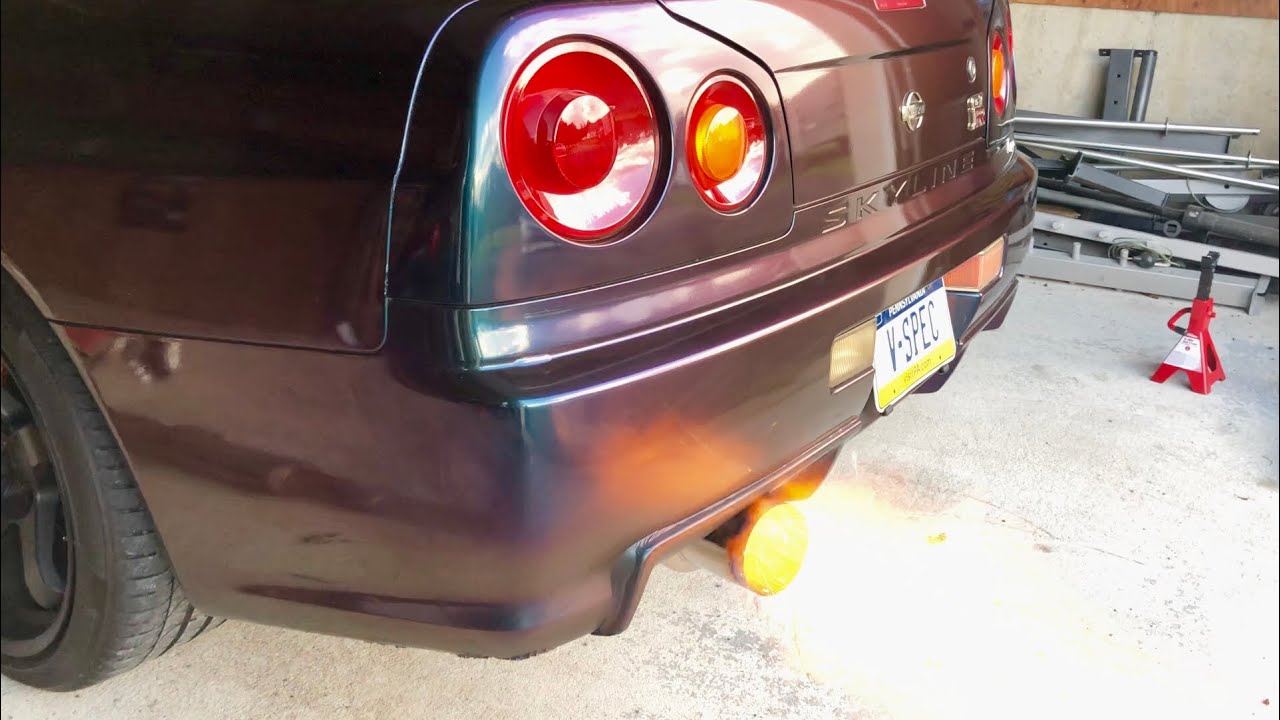 New Tomei Exhaust on the R34 GTR Vspec YouTube