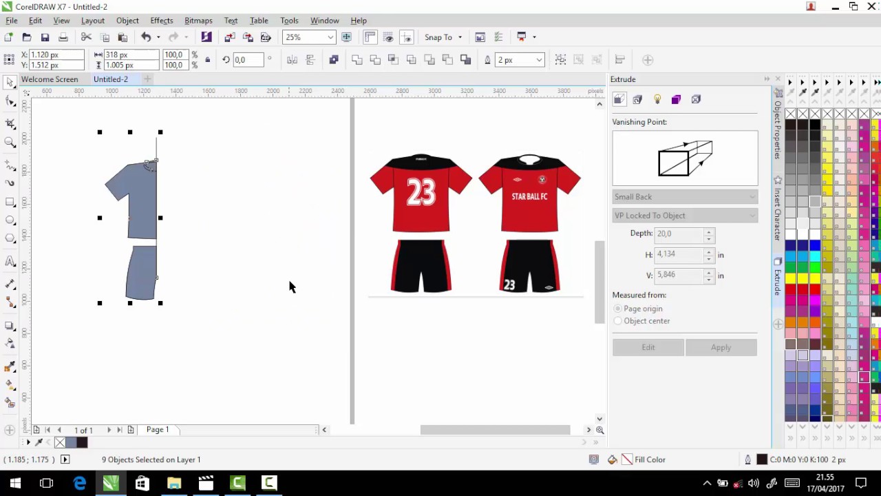CorelDraw X7 Tutorial Cara Membuat Desaign Kaos Bola Simple Dan