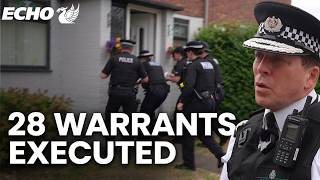 Doors put through and CHILDREN led away as POLICE SWARM Merseyside