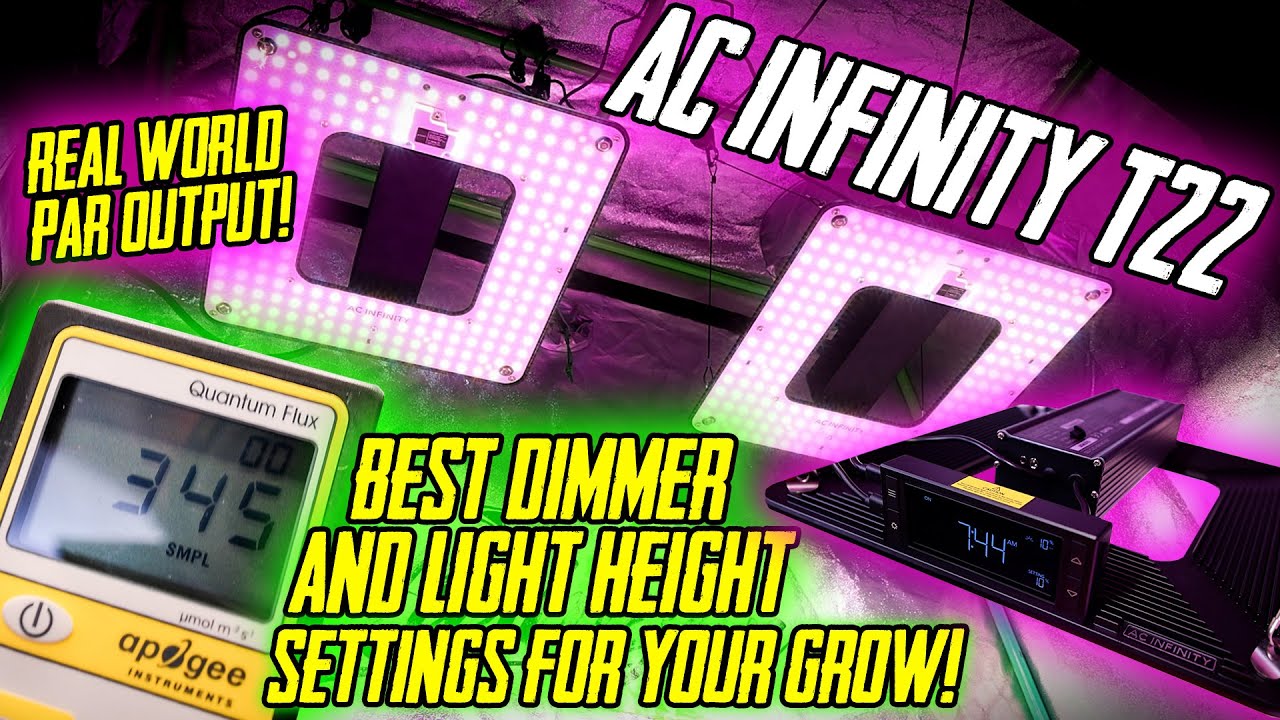 AC Infinity T22 Light Height / Dimmer Settings! Real World PAR Output! 
