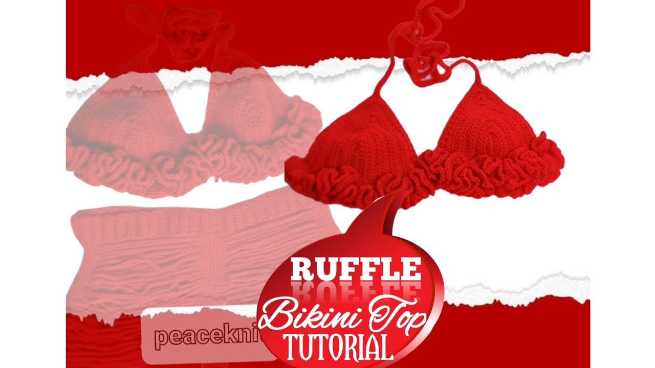 crochet ruffle bikini top - YouTube