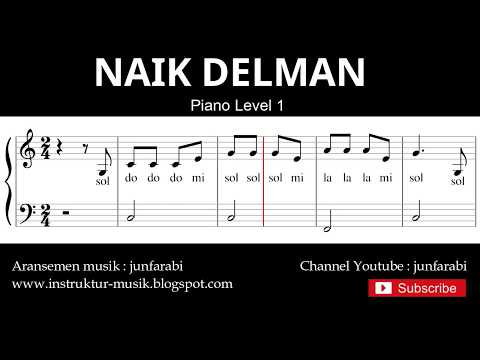 Not Balok Naik Delman - Tutorial Piano Grade 1 - Pencipta At Mahmud - Pada Hari Minggu