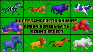 3D Cartoon Green Screen No Copyright | Cartoon Animal Stampede Running With Sound Effect #3danimals