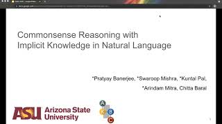 AKBC 2021: Paper: Commonsense Reasoning with Implicit Knowledge in Natural Language