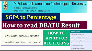 How to read DBATU Result and How to convert SGPA to percentage result.