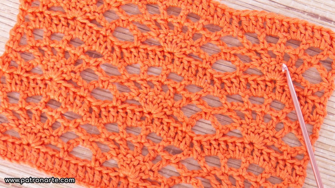 Patrón Punto Calado Con Abanicos de Crochet un Punto Elegante, Fácil y Rápido que Cunde Mucho