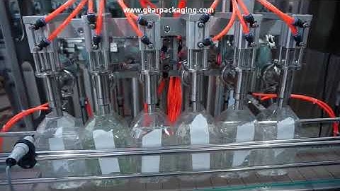 Automatic 6 heads liquid water oil bottle filling machine bottle filler line filling video