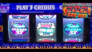 OLD SCHOOL SLOT PLAY: TRIPLE DOUBLE RED HOT 777 + 2X 5X 10X MULTIPLIER MADNESS SLOTS! HUGE WIN!
