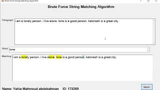 Brute Force String Matching Algorithm - Advanced Algorithm Course (CS-403). News
