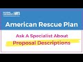 NEA American Rescue Plan Grants Ask A Specialist About Proposal Descriptions (subtítulos en español)