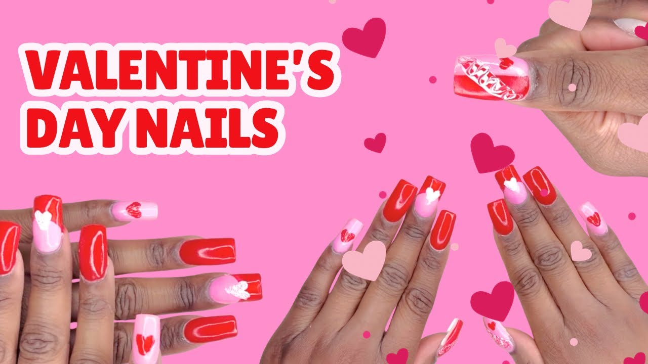 How to Valentine Nails  At home - Beginner friendly