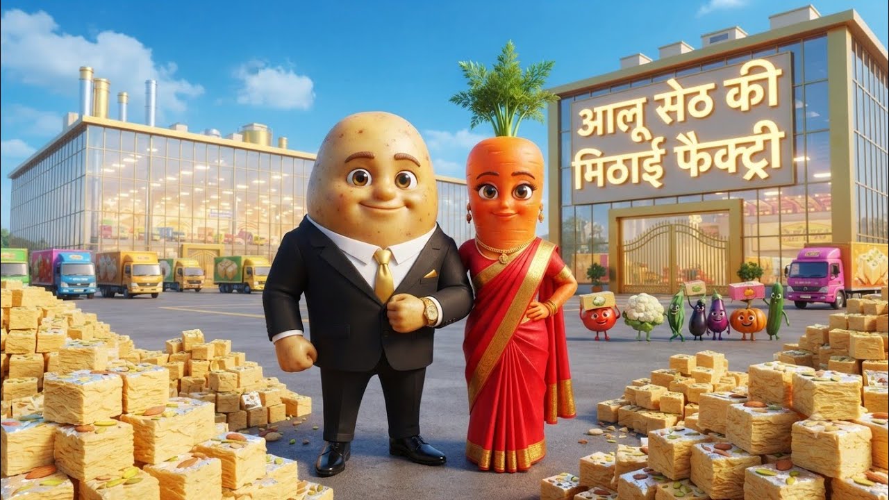  😱आलू ने बनाई दुनिया की सबसे बड़ी सोनपापड़ी फैक्ट्री!  | Soan Papdi Factory 🏭 | aalu Cartoon vedio |